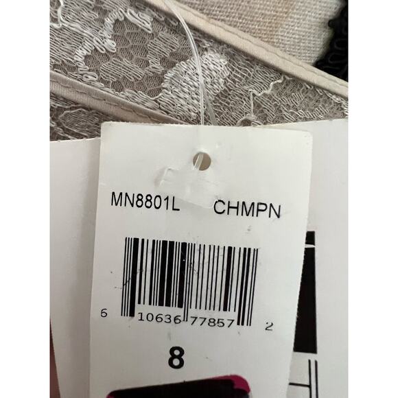 Tadashi Shoji Cream Lace Strapless Sleeveless Formal Gown Size 8 - Picture 7 of 9